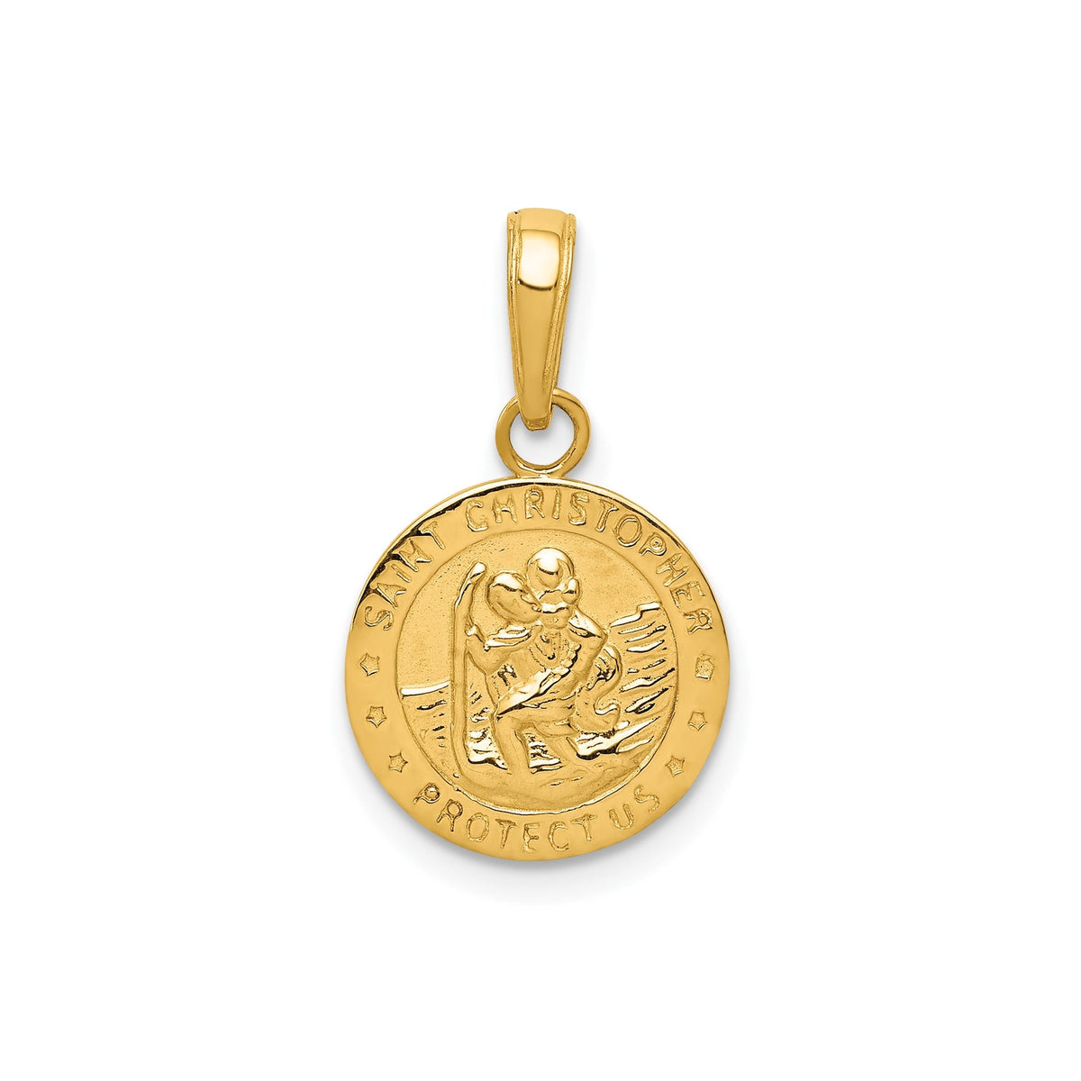 14k Yellow Gold Saint Christopher Medal Charm Pendant, 21x12mm - JewelryAffairs