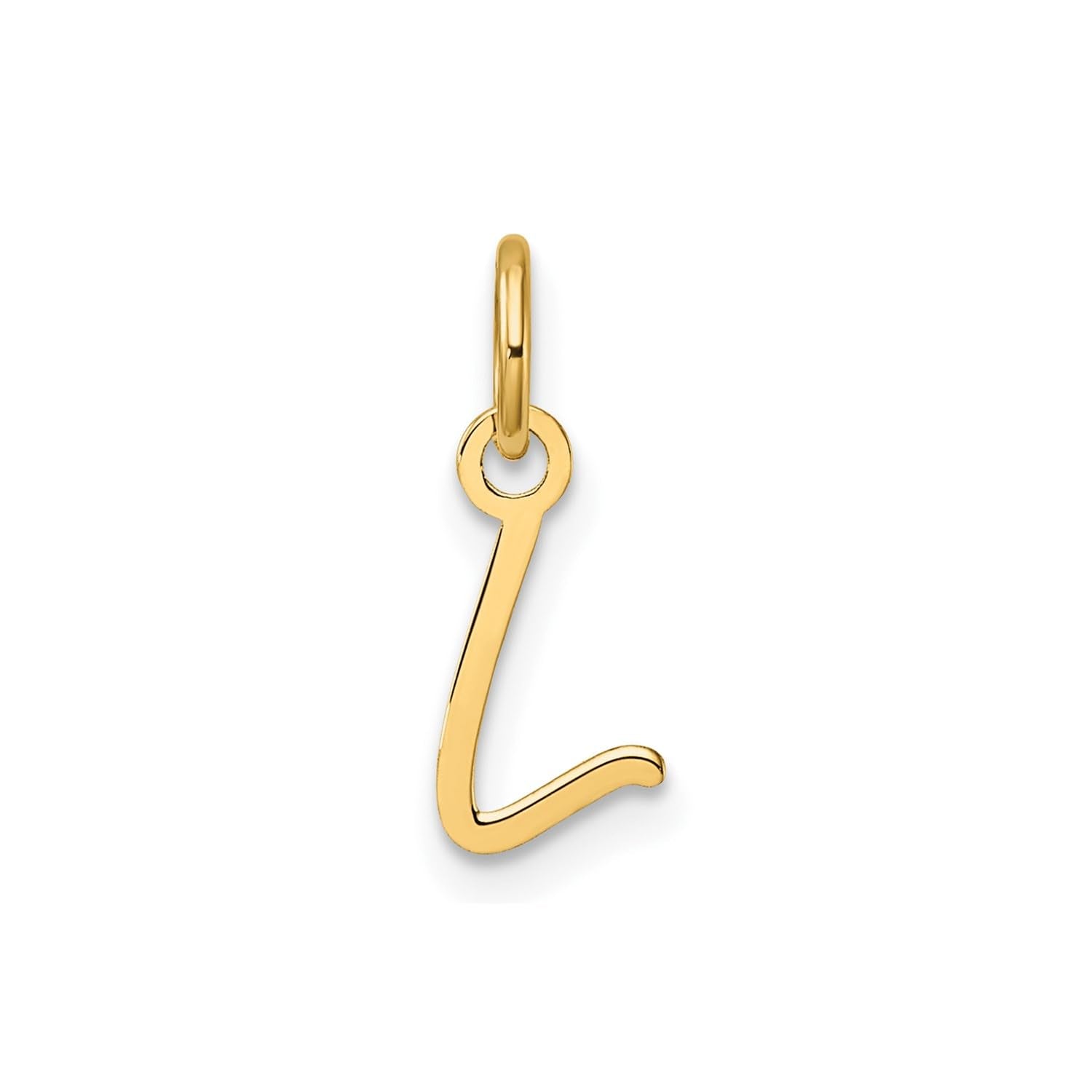 14K Yellow Gold Script Alphabet Initial Letter Charm Pendant, 14mm
