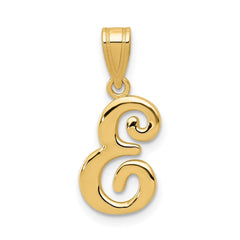 14K Yellow Gold Script Font Initial Monogram Pendant, 13mm