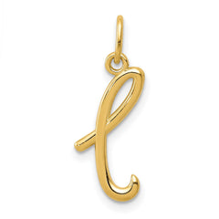 14k Yellow Gold Script Initial Charm Pendant, 14 x10mm