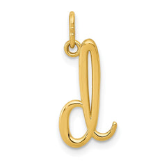 14k Yellow Gold Script Initial Charm Pendant, 14 x10mm