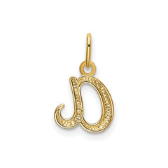 14k Yellow Gold Script Initial Charm Pendant, 14 x10mm
