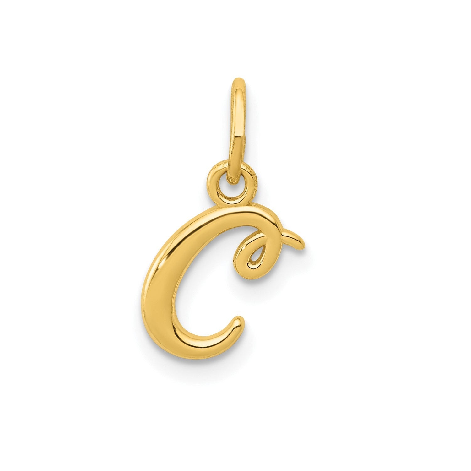14k Yellow Gold Script Initial Charm Pendant, 14 x10mm