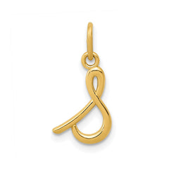 14k Yellow Gold Script Initial Charm Pendant, 14 x10mm