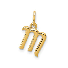 14k Yellow Gold Script Initial Charm Pendant, 14 x10mm