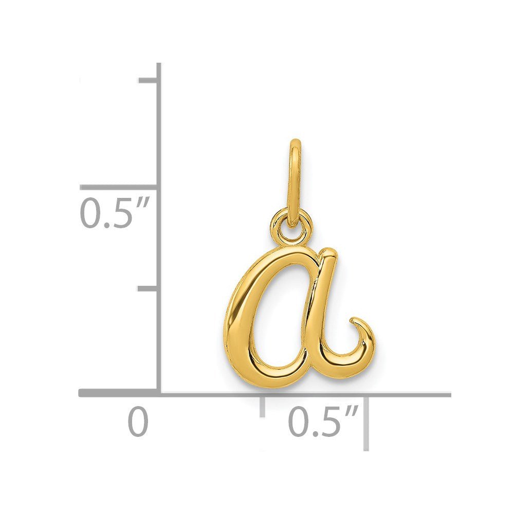14k Yellow Gold Script Initial Charm Pendant, 14 x10mm