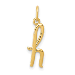 14k Yellow Gold Script Initial Charm Pendant, 14 x10mm