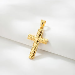 14k Yellow Gold Shiny Diamond Cut Fancy Cross Pendant 15x30 mm