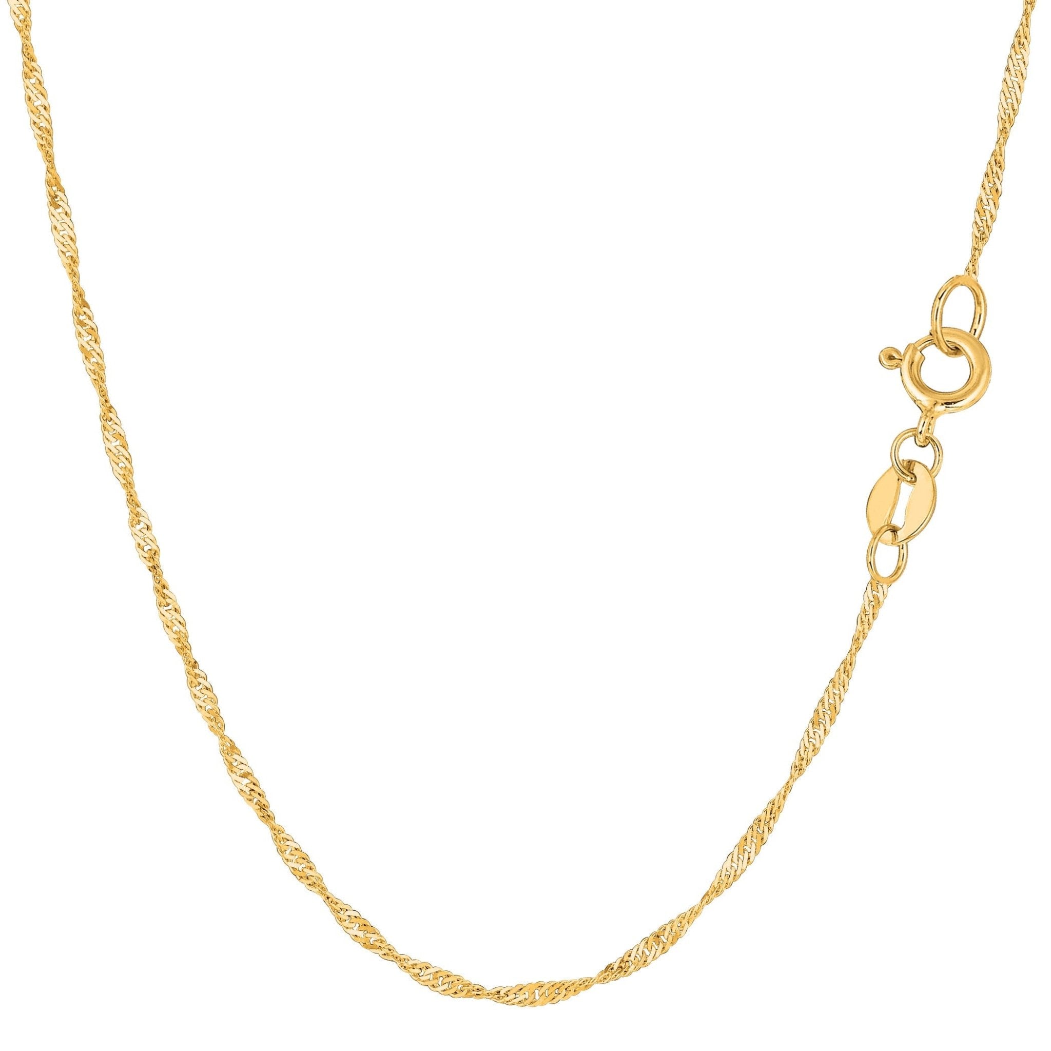 14k Yellow Gold Singapore Chain Necklace, 1.5mm
