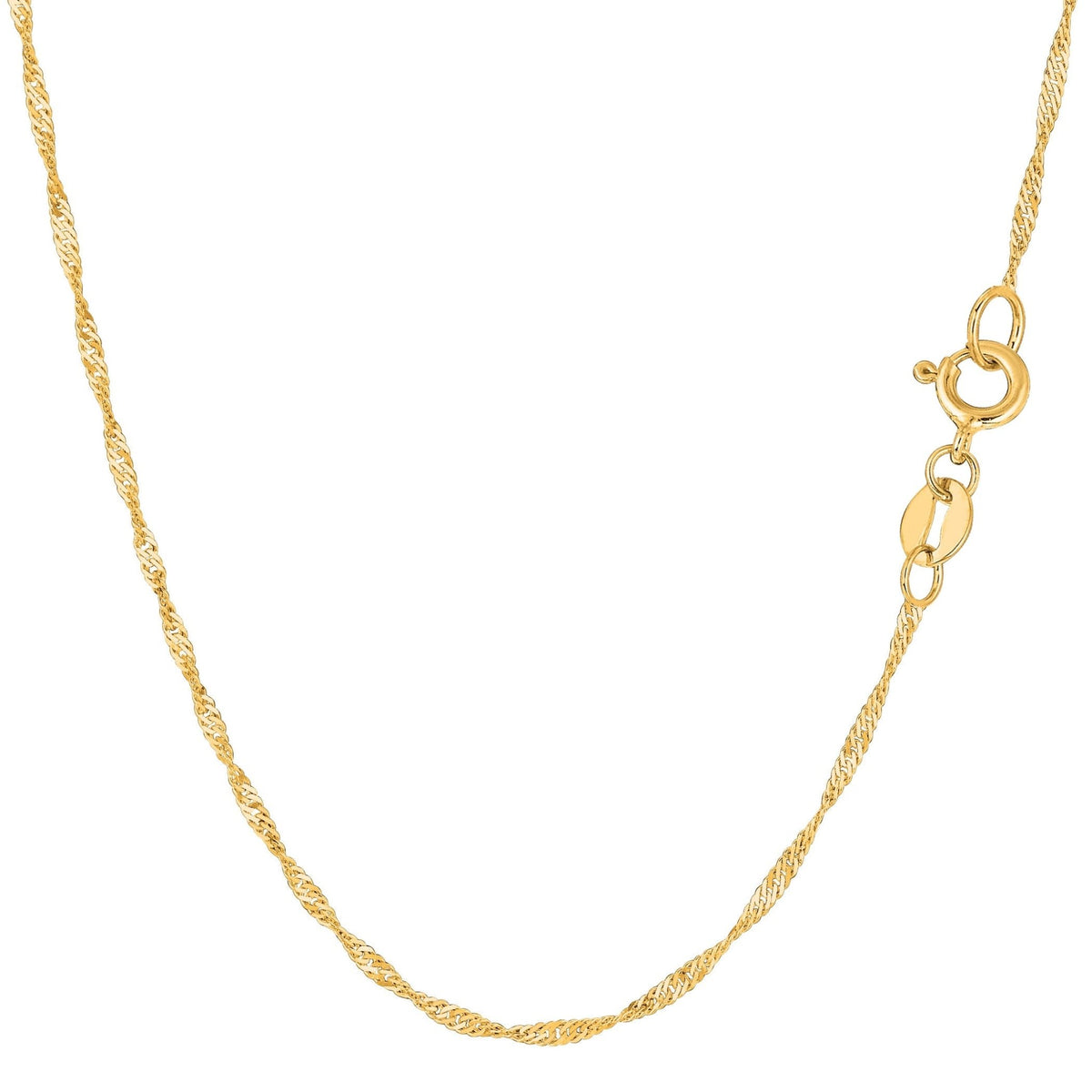 14k Yellow Gold Singapore Chain Necklace, 1.5mm