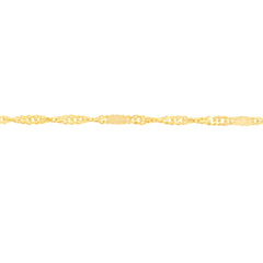 14k Yellow Gold Singapore Flat Saturn Chain Anklet, 10"