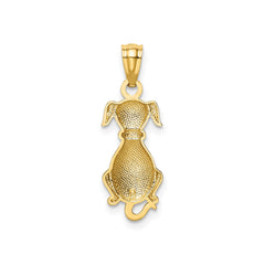14k Yellow Gold Sitting Dog Charm Pendant, 24x8mm