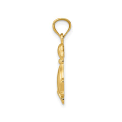 14k Yellow Gold Sitting Dog Charm Pendant, 24x8mm