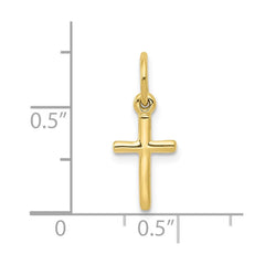 14K Yellow Gold Small Cross Charm Pendant, 8x18mm