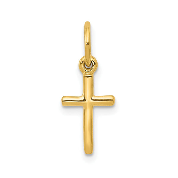 14K Yellow Gold Small Cross Charm Pendant, 8x18mm
