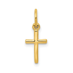 14K Yellow Gold Small Cross Charm Pendant, 8x18mm