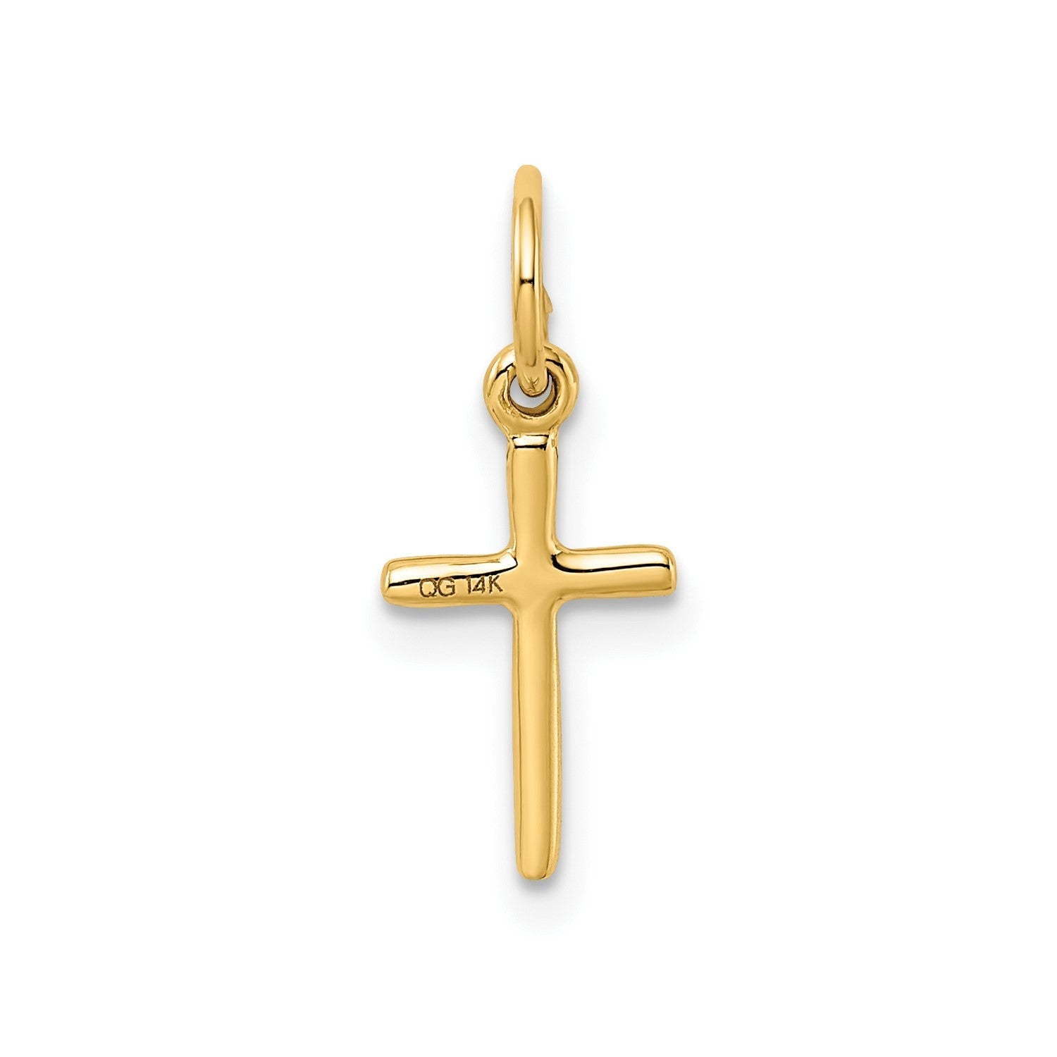 14K Yellow Gold Small Cross Charm Pendant, 8x18mm