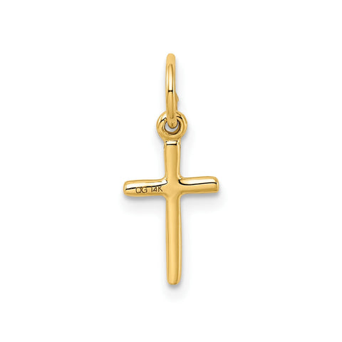 14K Yellow Gold Small Cross Charm Pendant, 8x18mm