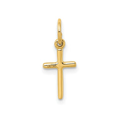 14K Yellow Gold Small Cross Charm Pendant, 8x18mm