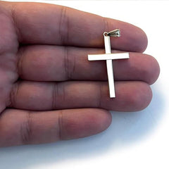 14K Yellow Gold Square Latin Cross Pendant, 40x20mm