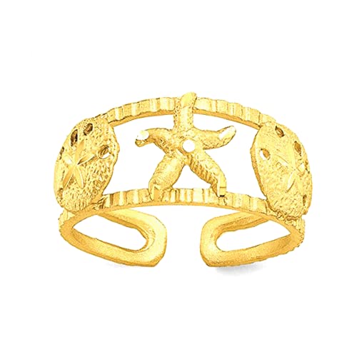 14k Yellow Gold Starfish Adjustable Toe Ring