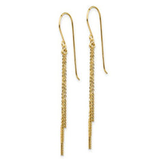 14K Yellow Gold Strand Chain Tassel Drop Earrings
