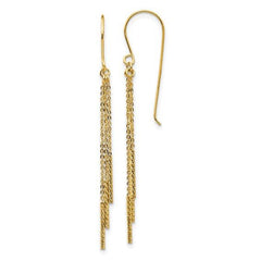 14K Yellow Gold Strand Chain Tassel Drop Earrings