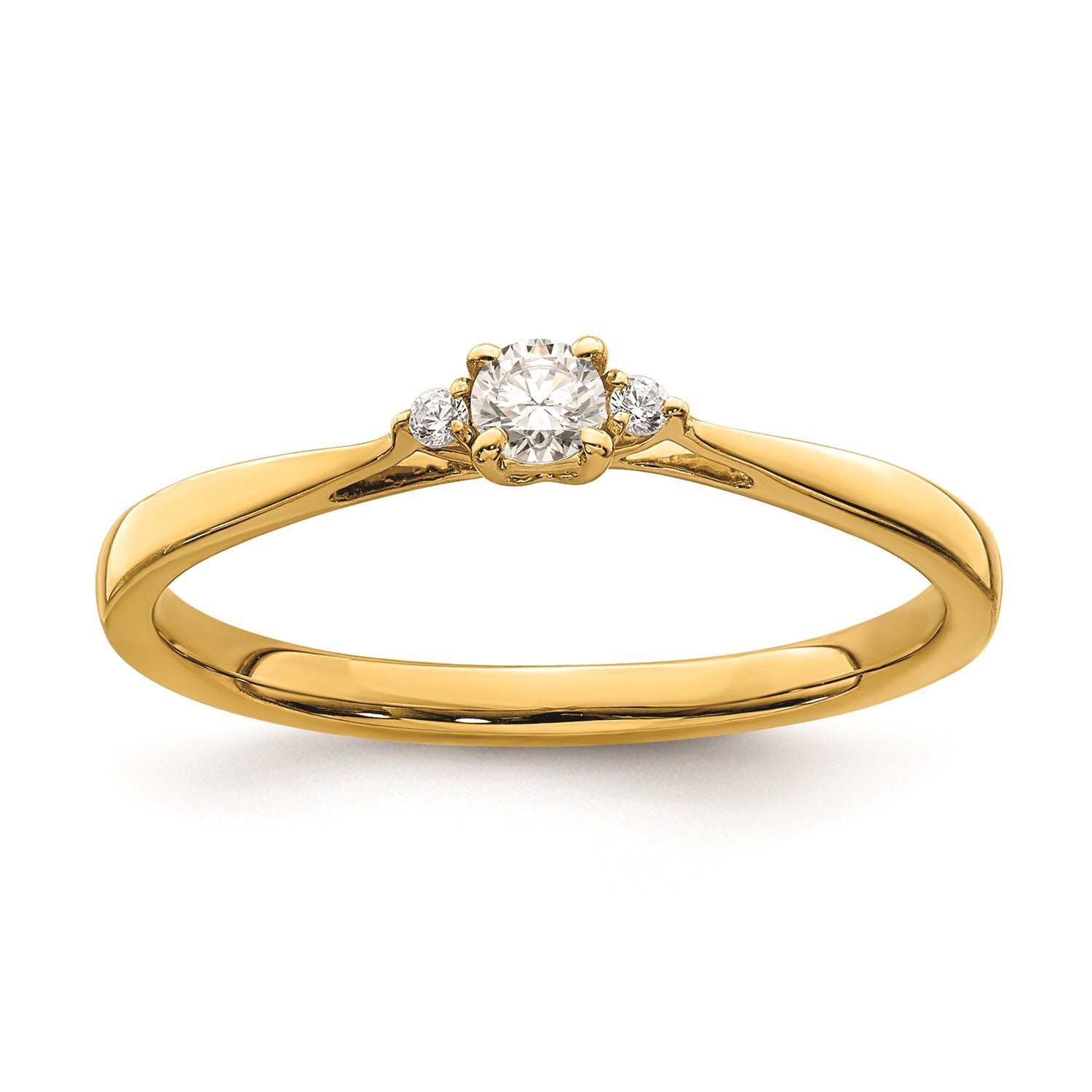 14k Yellow Gold Three Stone Diamond Promise Engagement Ring