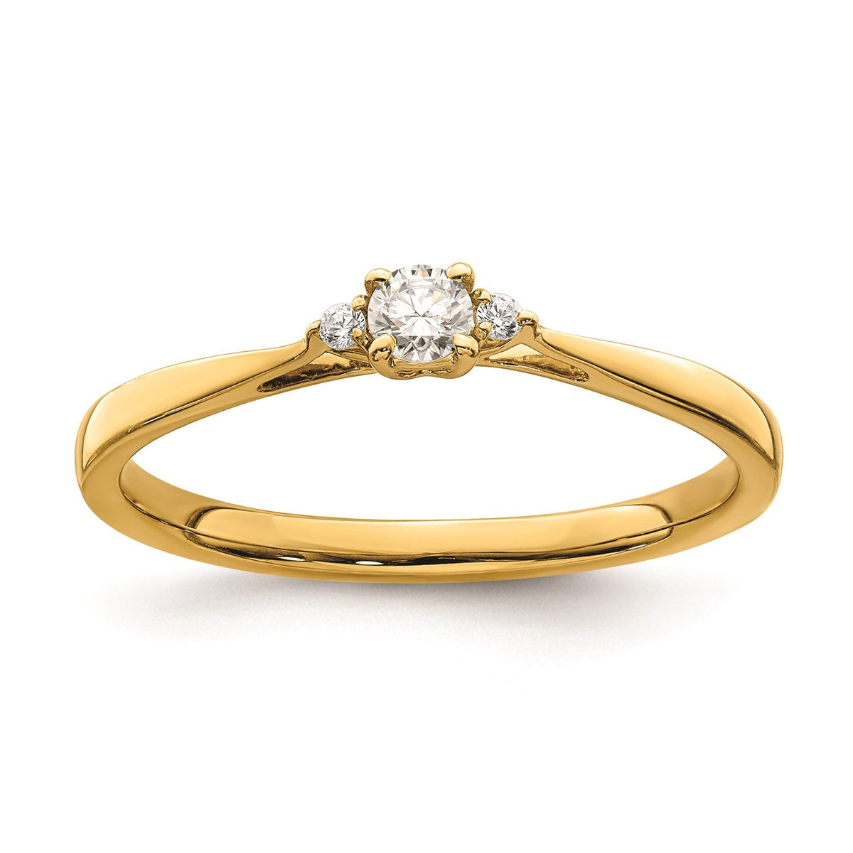 14k Yellow Gold Three Stone Diamond Promise Engagement Ring