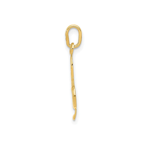 14K Yellow Gold Treble Clef Musical Note Pendant, 21mm x 5mm