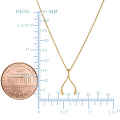 14k Yellow Gold Wishbone Charm Chain Necklace, 17" - JewelryAffairs
