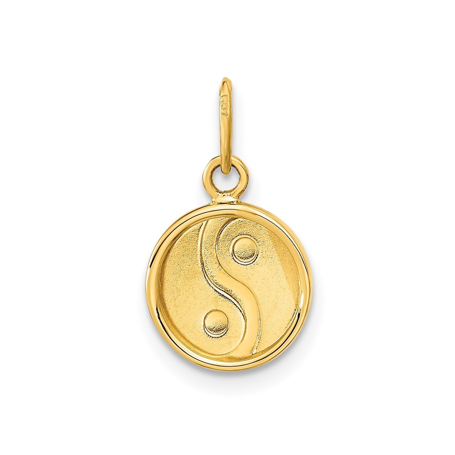 14K Yellow Gold Yin and Yang Enamel Pendant, 12mm - JewelryAffairs