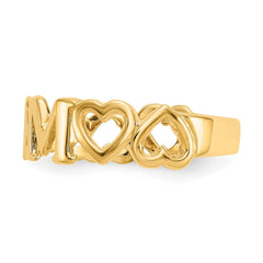 14k Yellow High Polished Mom heart Design Ring, Size 6.5