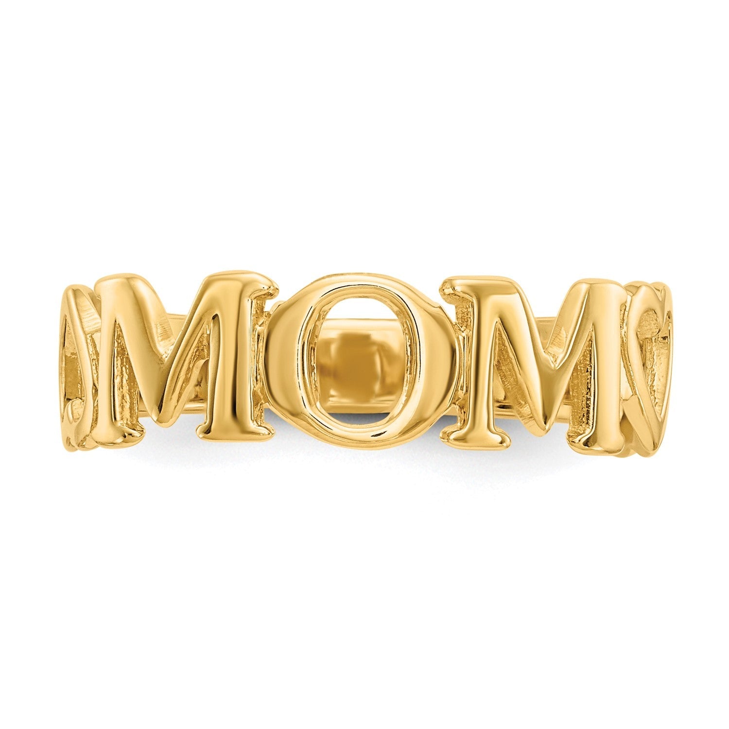 14k Yellow High Polished Mom heart Design Ring, Size 6.5