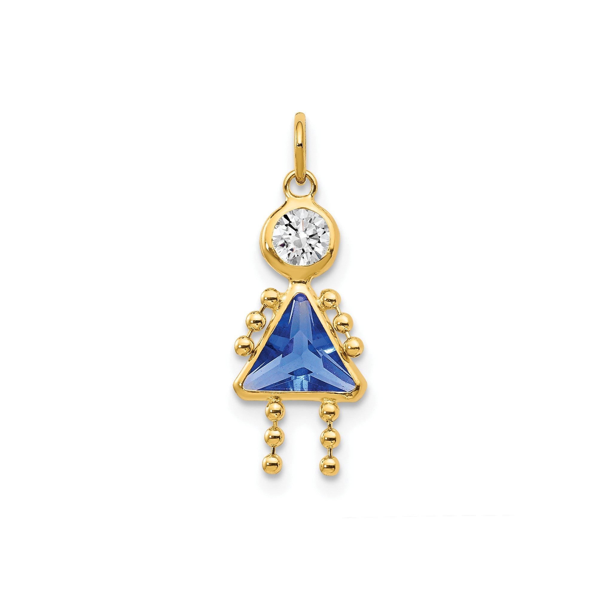 14k Yellow Real Gold Female Birthstone Pendant Charm , 20x10mm