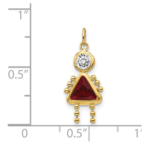 14k Yellow Real Gold Female Birthstone Pendant Charm , 20x10mm
