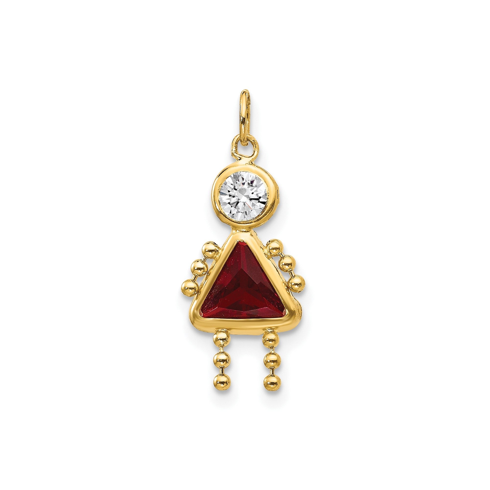 14k Yellow Real Gold Female Birthstone Pendant Charm , 20x10mm