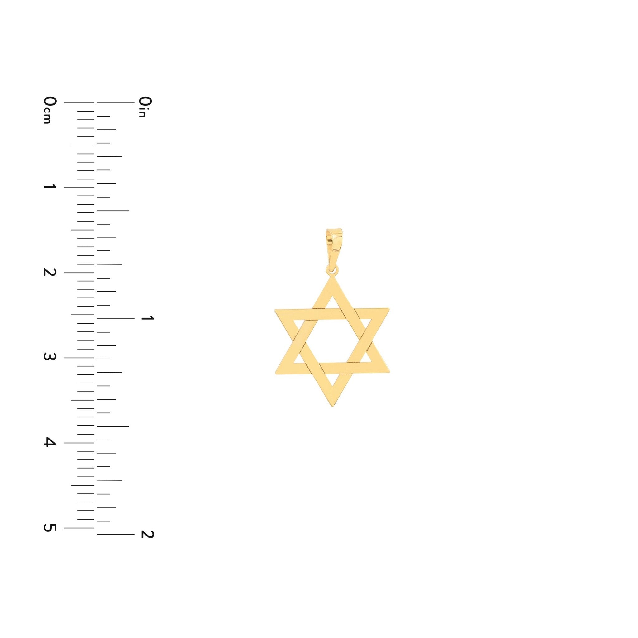 14k Yellow Real Gold Star of David Woven Pendant
