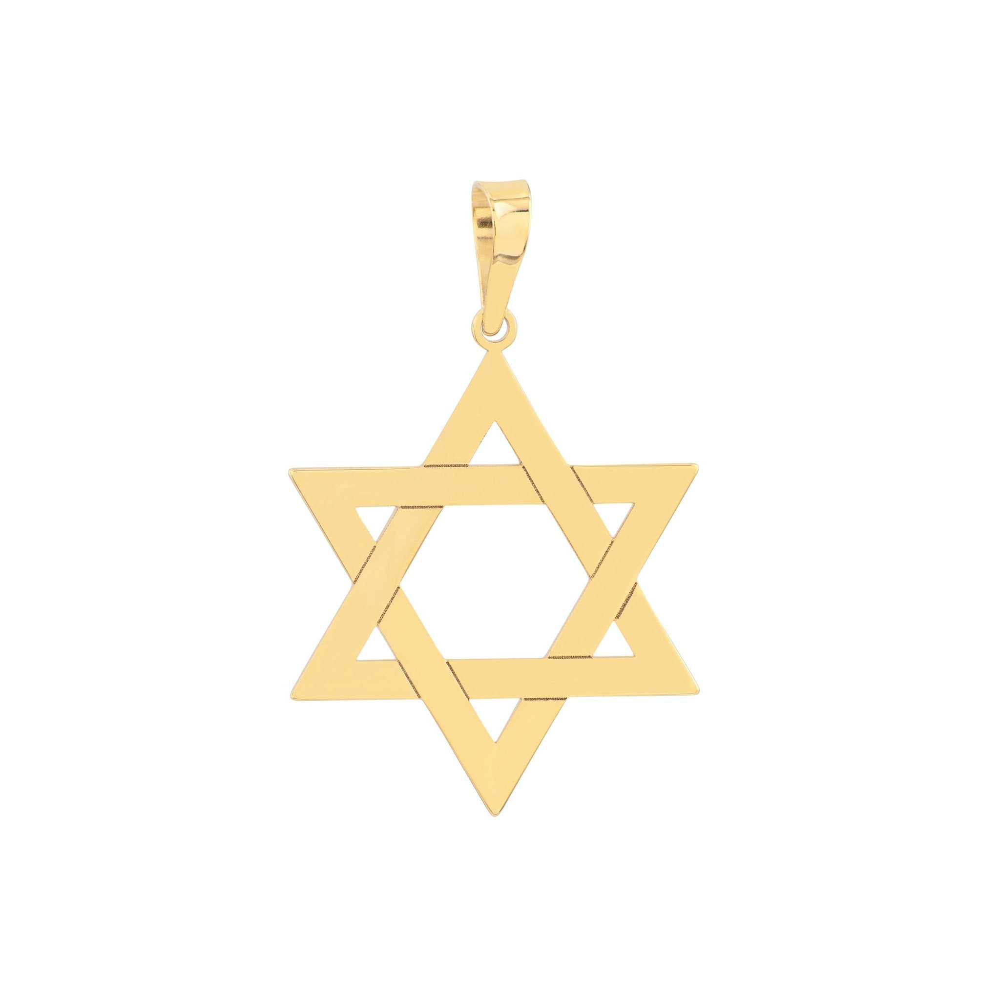 14k Yellow Real Gold Star of David Woven Pendant