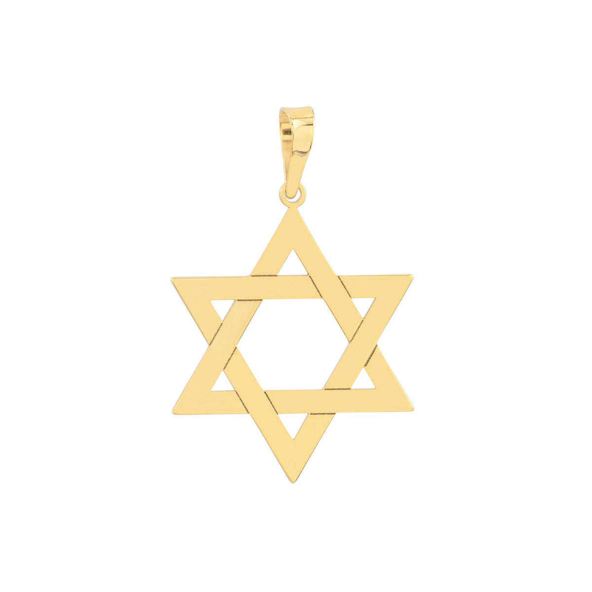 14k Yellow Real Gold Star of David Woven Pendant