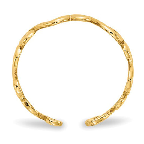 14K Yellow Real Gold Swirl Design Cuff Style Adjustable Toe Ring