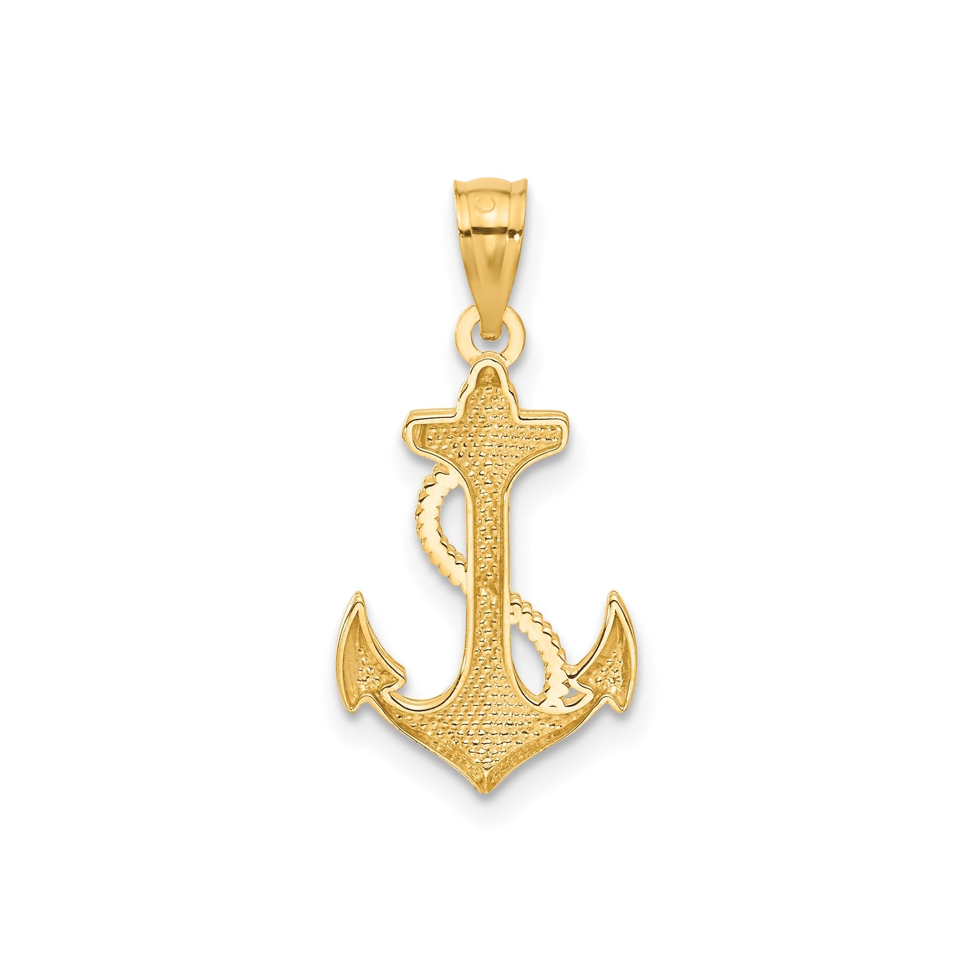14k Yellow Solid Gold Anchor Pendant, 22x12mm