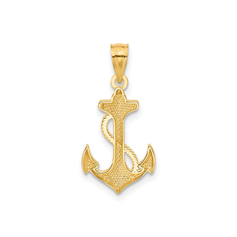 14k Yellow Solid Gold Anchor Pendant, 22x12mm