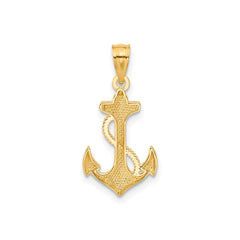 14k Yellow Solid Gold Anchor Pendant, 22x12mm