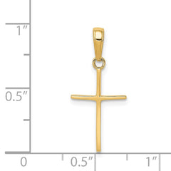 14k Yellow Solid Gold High Polished Cross Unisex Pendant, 24x11mm