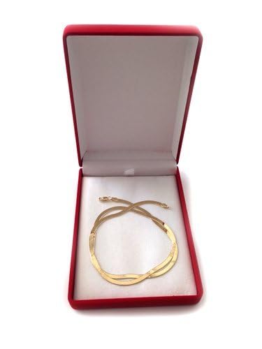 14k Yellow Solid Gold Imperial Herringbone Chain Necklace, 3.0mm - JewelryAffairs