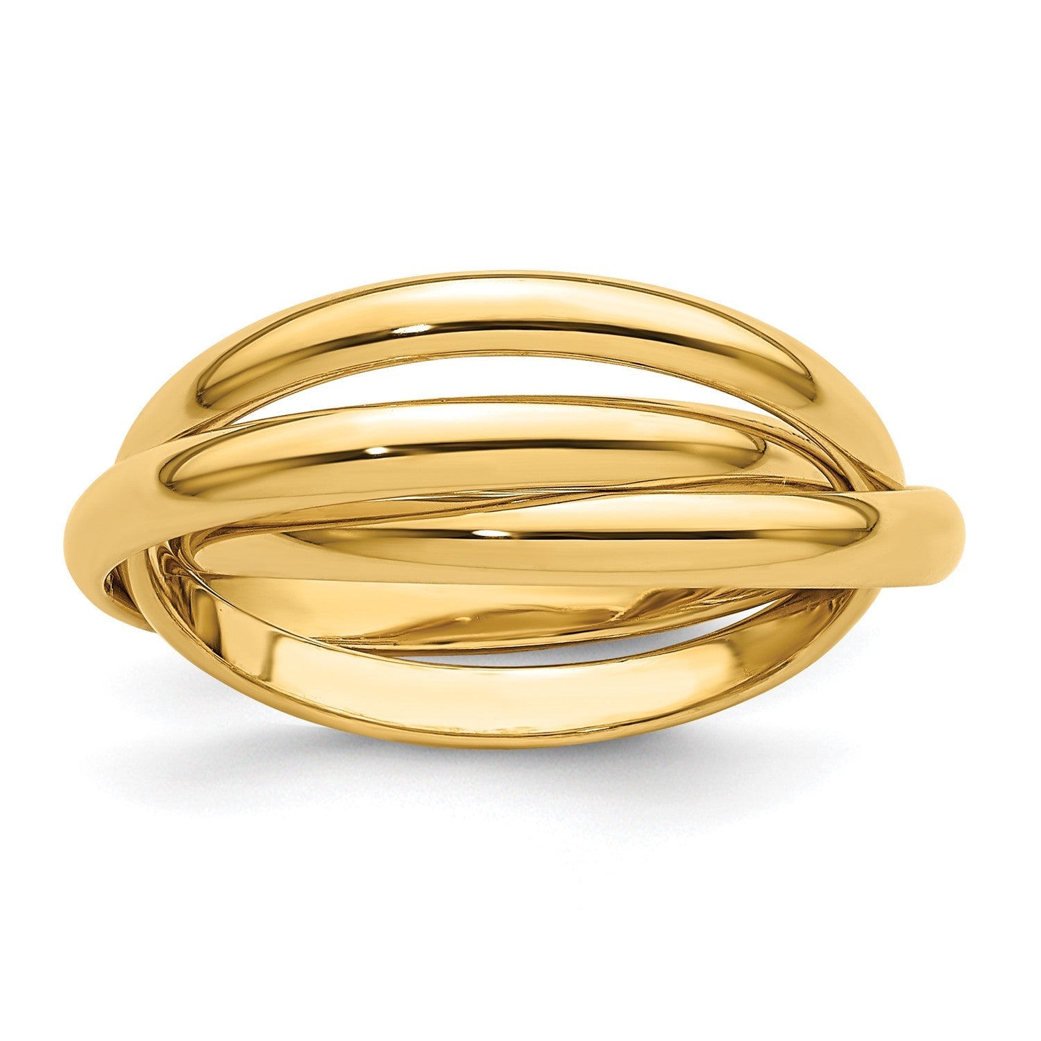 14K Yellow Solid Gold Trinity Rolling Ring