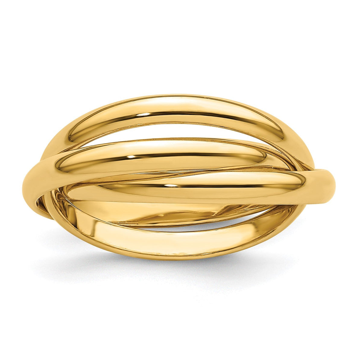 14K Yellow Solid Gold Trinity Rolling Ring