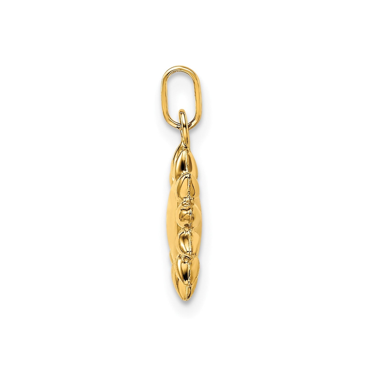 14k Yellow Gold High Polished Puffed Sun Pendant, 12mm