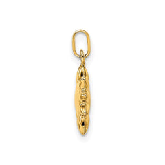 14k Yellow Gold High Polished Puffed Sun Pendant, 12mm